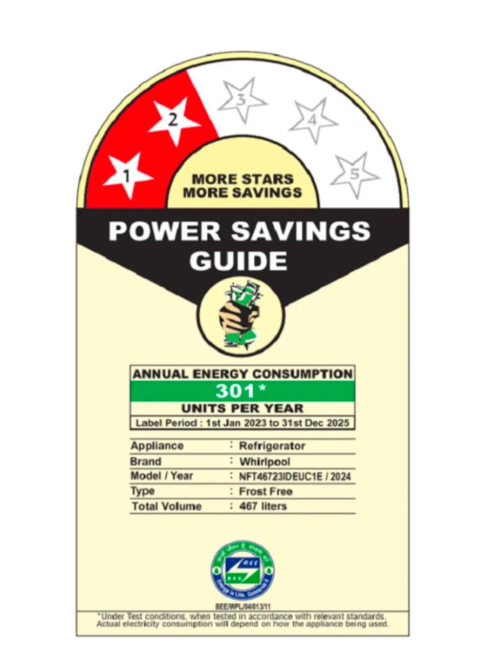 Whirlpool 21695 467 L 2 Star Intellifresh Convertible Frost-Free Double-Door Refrigerator