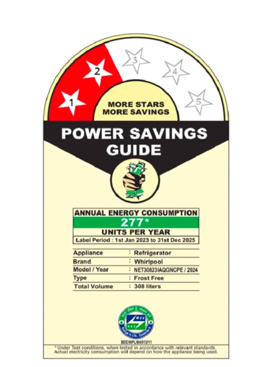 Whirlpool 308 L 2 Star Frost-Free Double-Door Refrigerator (Model 21820)