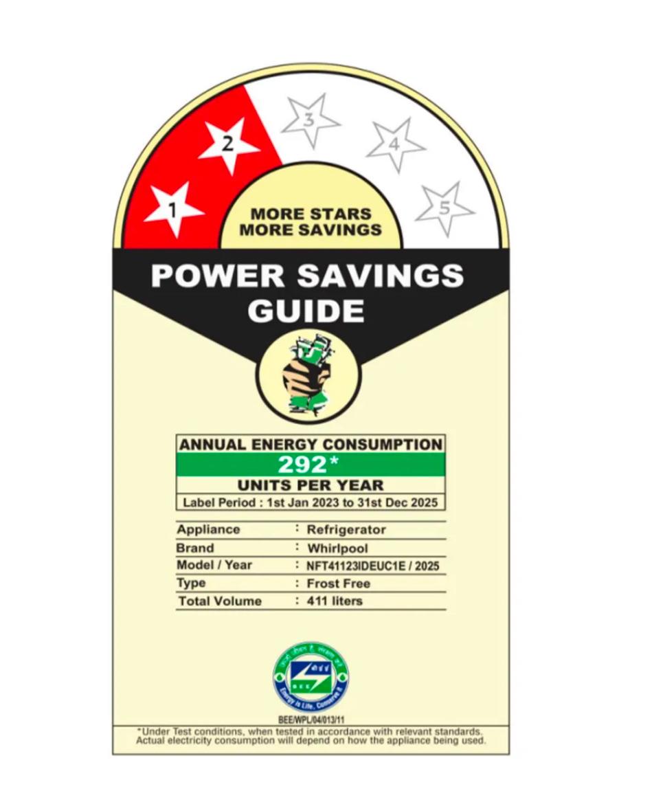 Whirlpool Intellifresh 2 Star Convertible Frost Free Double-Door Refrigerator — Whirlpool 21857 411 L Convertible Frost-Free Double-Door Refrigerator