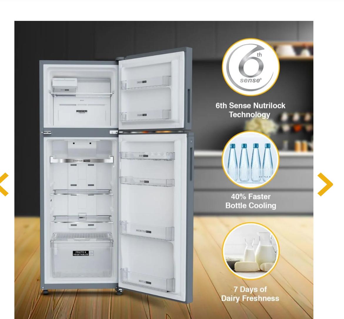 Whirlpool Intellifresh Pro Double Door Refrigerator – 327 L 3-Star Frost Free Double-Door Refrigerator (Model 21936)