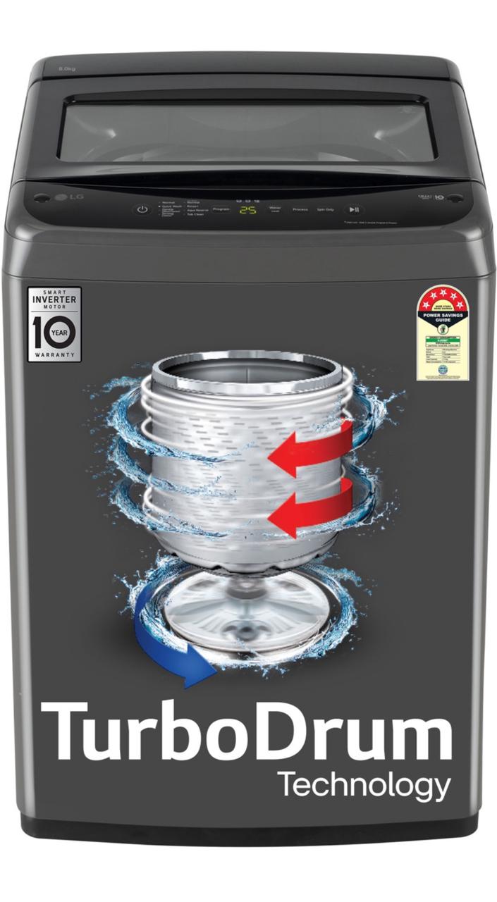 LG 8 KG Fully Automatic Top Load Washing Machine T80VBMB1Z — a smart, energy-efficient fully automatic top-load washer from LG