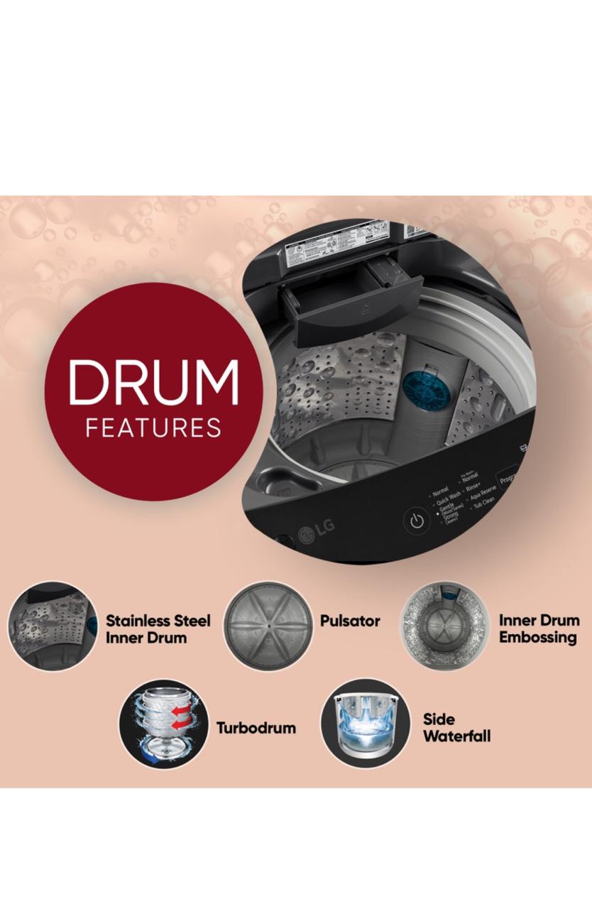 LG 8 KG Fully Automatic Top Load Washing Machine T80VBMB1Z — a smart, energy-efficient fully automatic top-load washer from LG