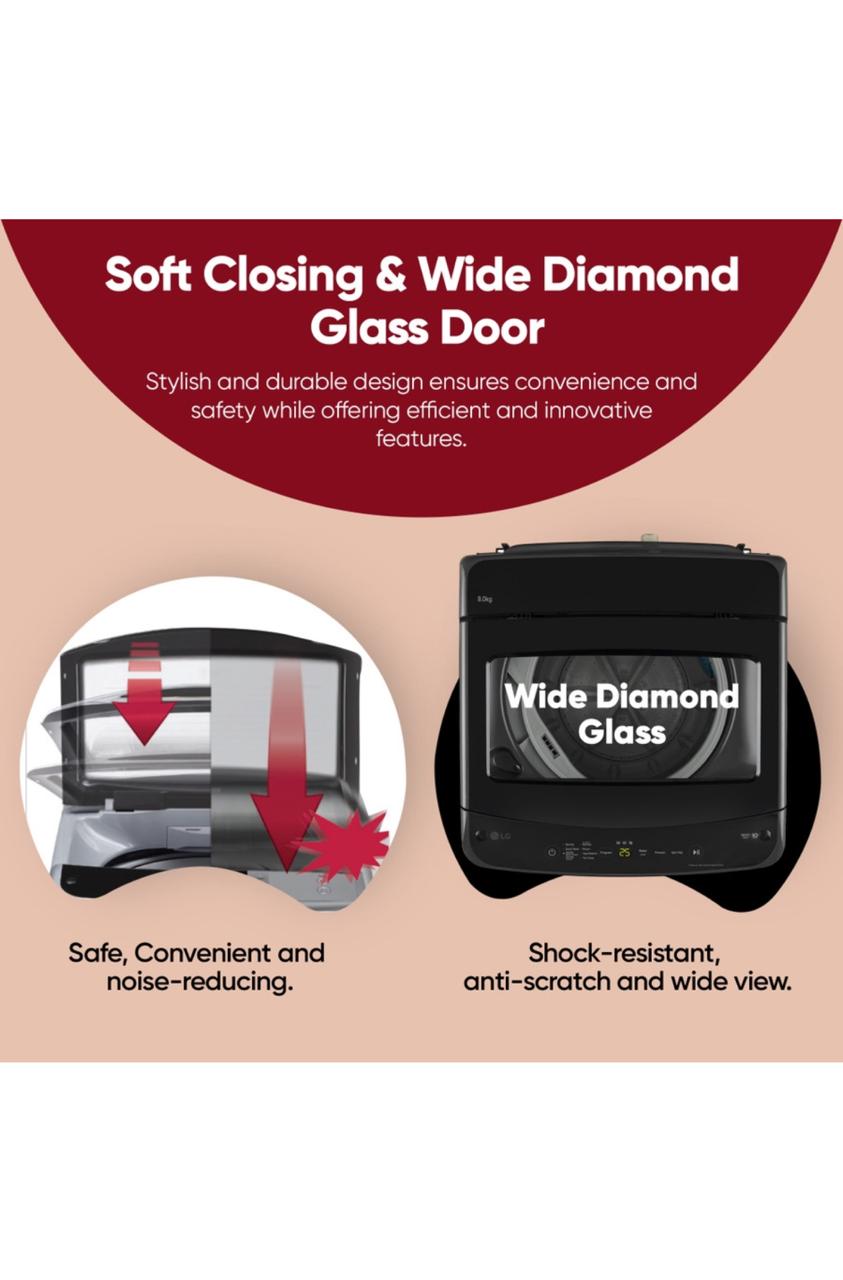 LG 8 KG Fully Automatic Top Load Washing Machine T80VBMB1Z — a smart, energy-efficient fully automatic top-load washer from LG