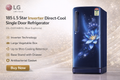 LG 185 L 5 Star Inverter Direct-Cool Single Door Refrigerator (GL-D201ABHU, Blue Euphoria)