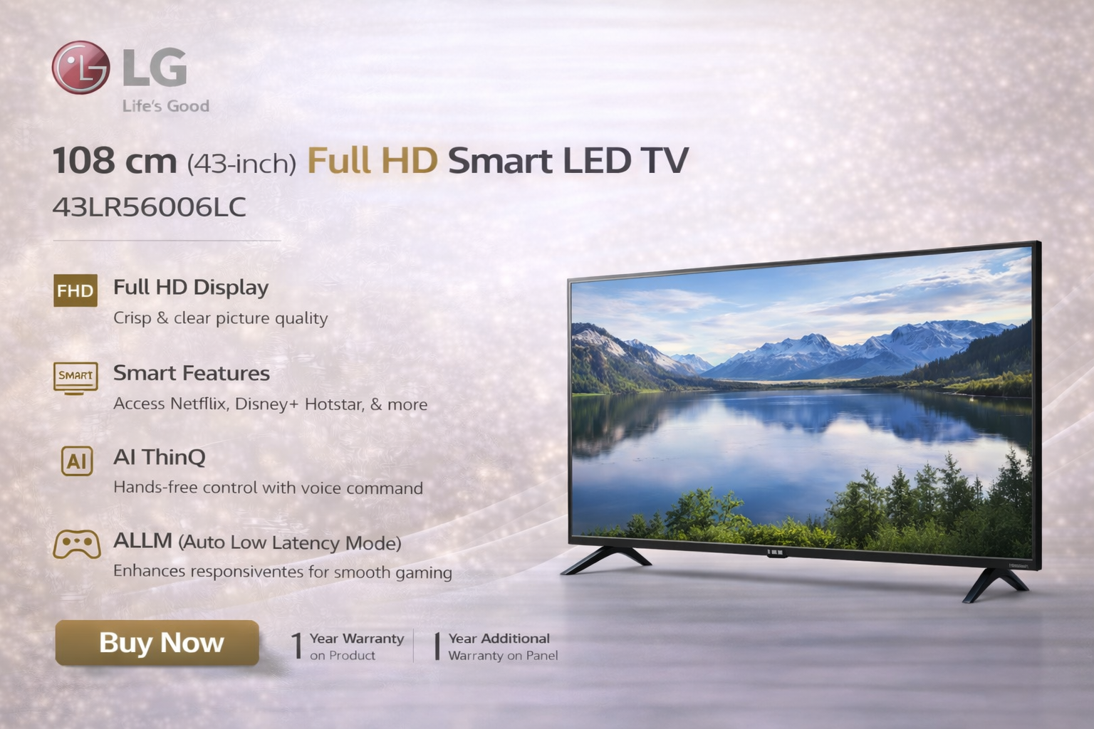 LG 108 cm (43 inch) Full HD Smart LED TV – 43LR56006LC