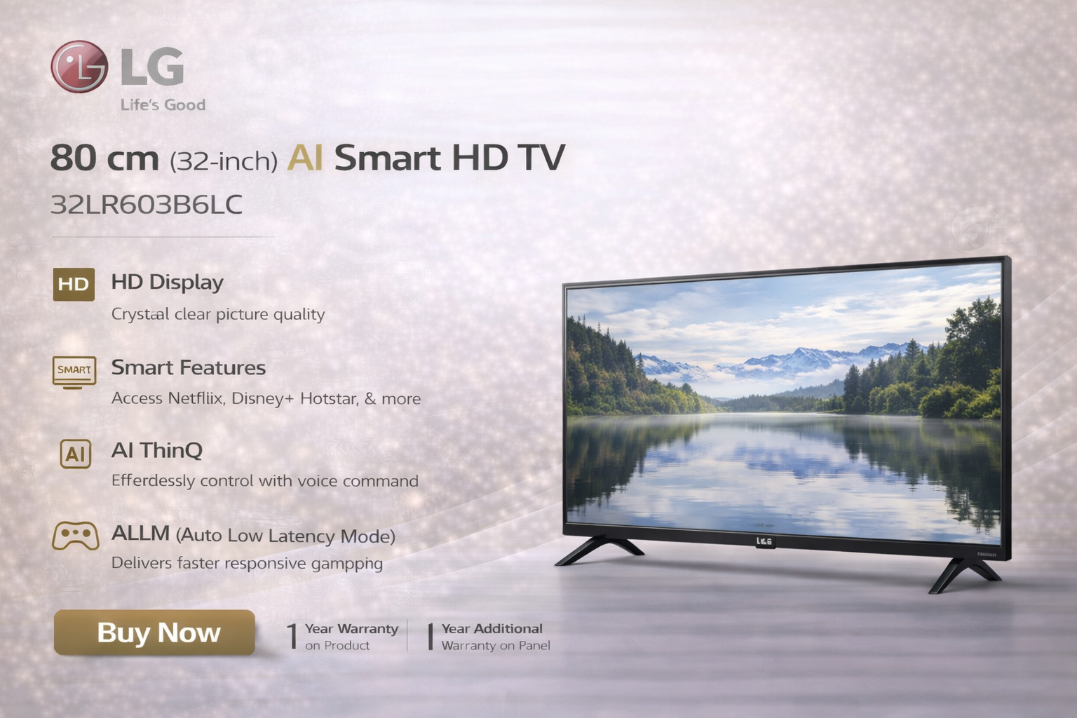 LG 80 cm (32 Inch) AI Smart HD TV – 32LR603B6LC