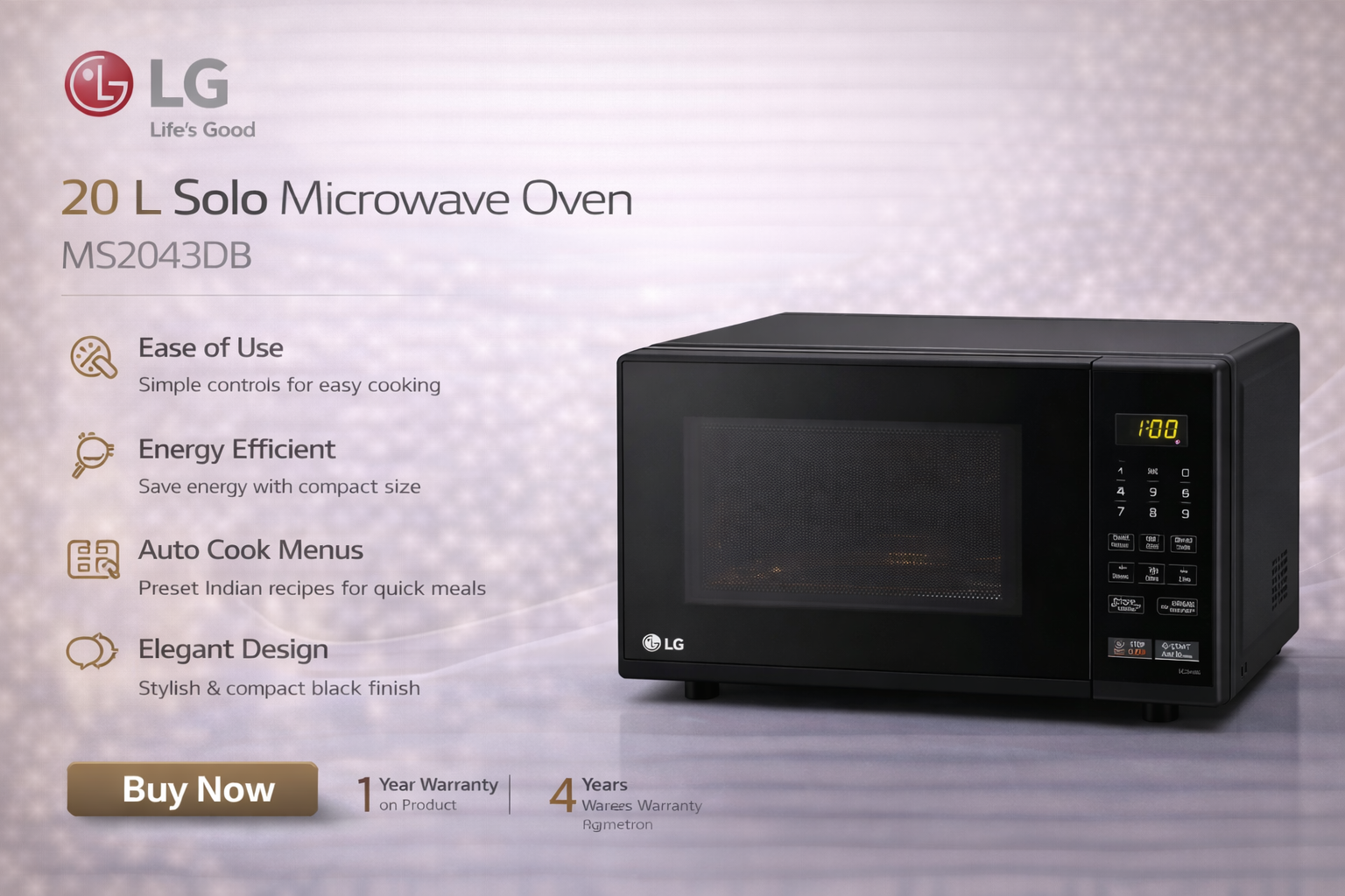 LG 20 L Solo Microwave Oven (Model: MS2043DB)
