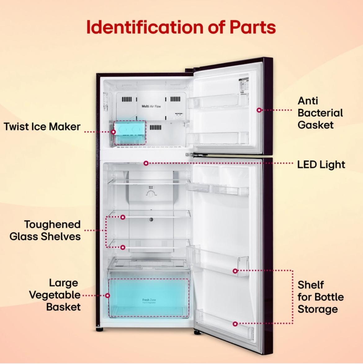 LG 242 L 2 Star Frost-Free Smart Inverter Double-Door Refrigerator (Model GL-N292DSBY)