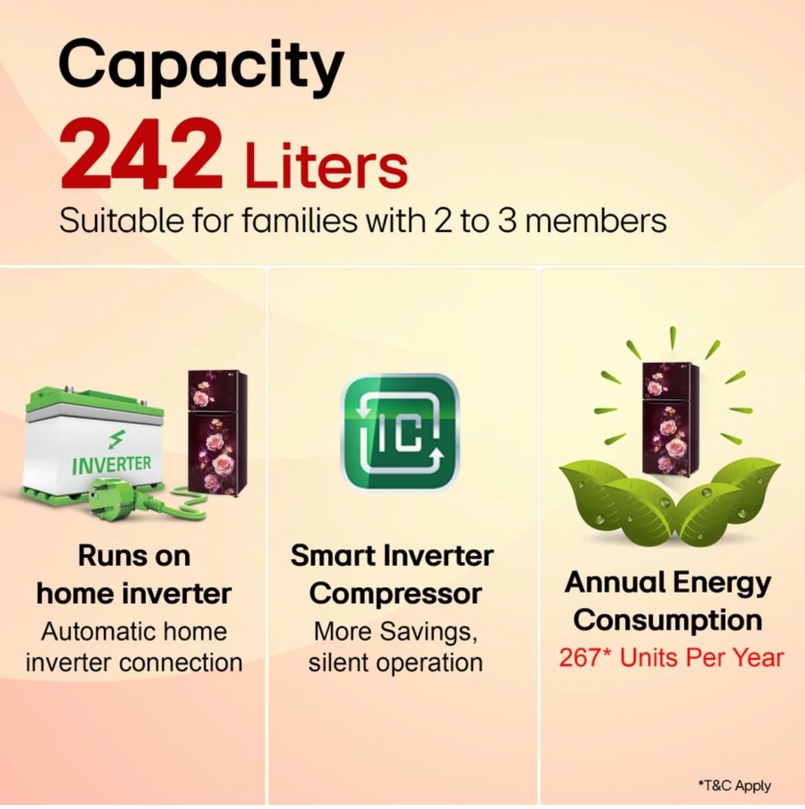 LG 242 L 2 Star Frost-Free Smart Inverter Double-Door Refrigerator (Model GL-N292DSBY)