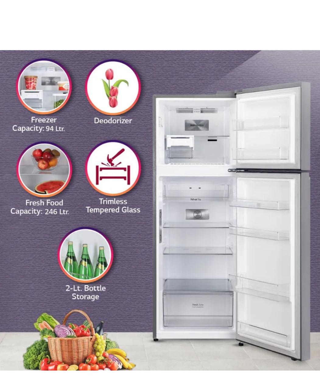 LG GL-N412SDSY 380 L 2 Star Frost-Free Smart Inverter Double-Door Refrigerator