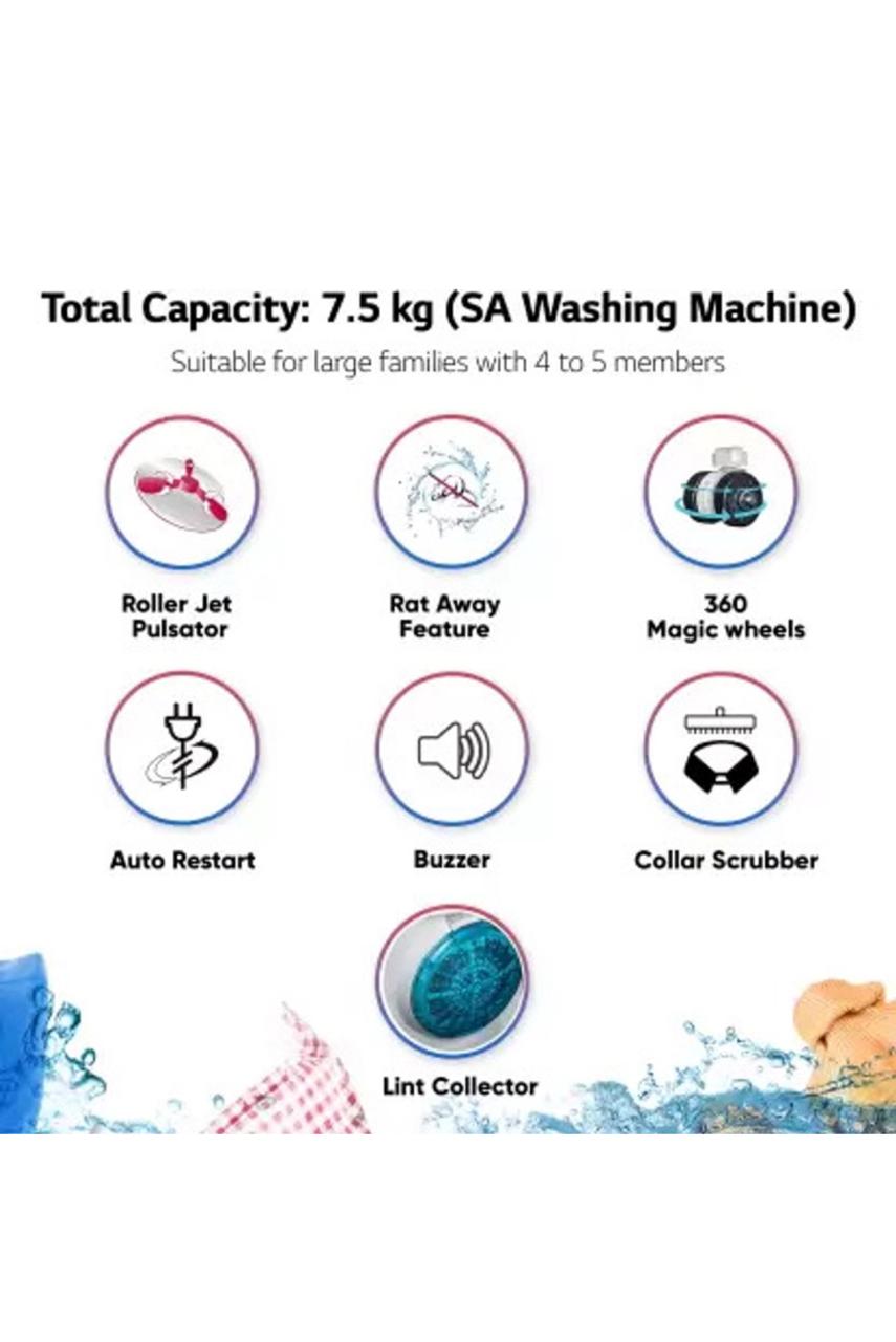 LG P7510RGAZ 7.5 kg 5 Star Semi-Automatic Washing Machine