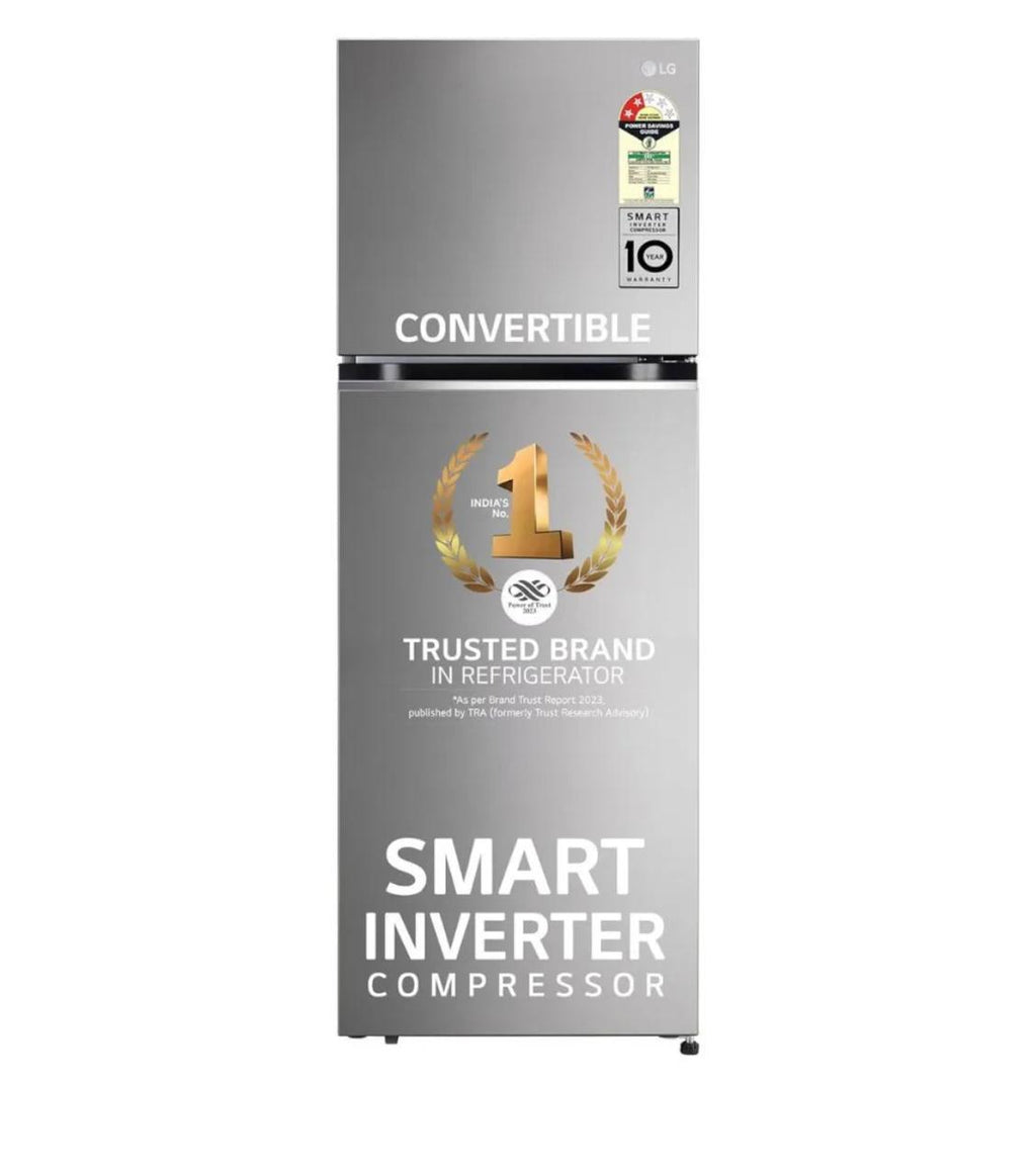 LG 322 L 2 Star Frost-Free Double Door Refrigerator, Shiny Steel GL-S342SPZY