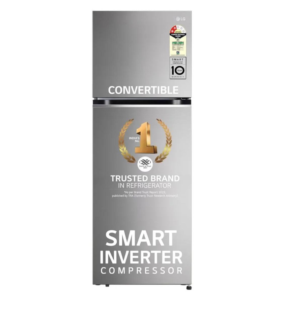 LG 322 L 2 Star Frost-Free Double Door Refrigerator, Shiny Steel GL-S342SPZY