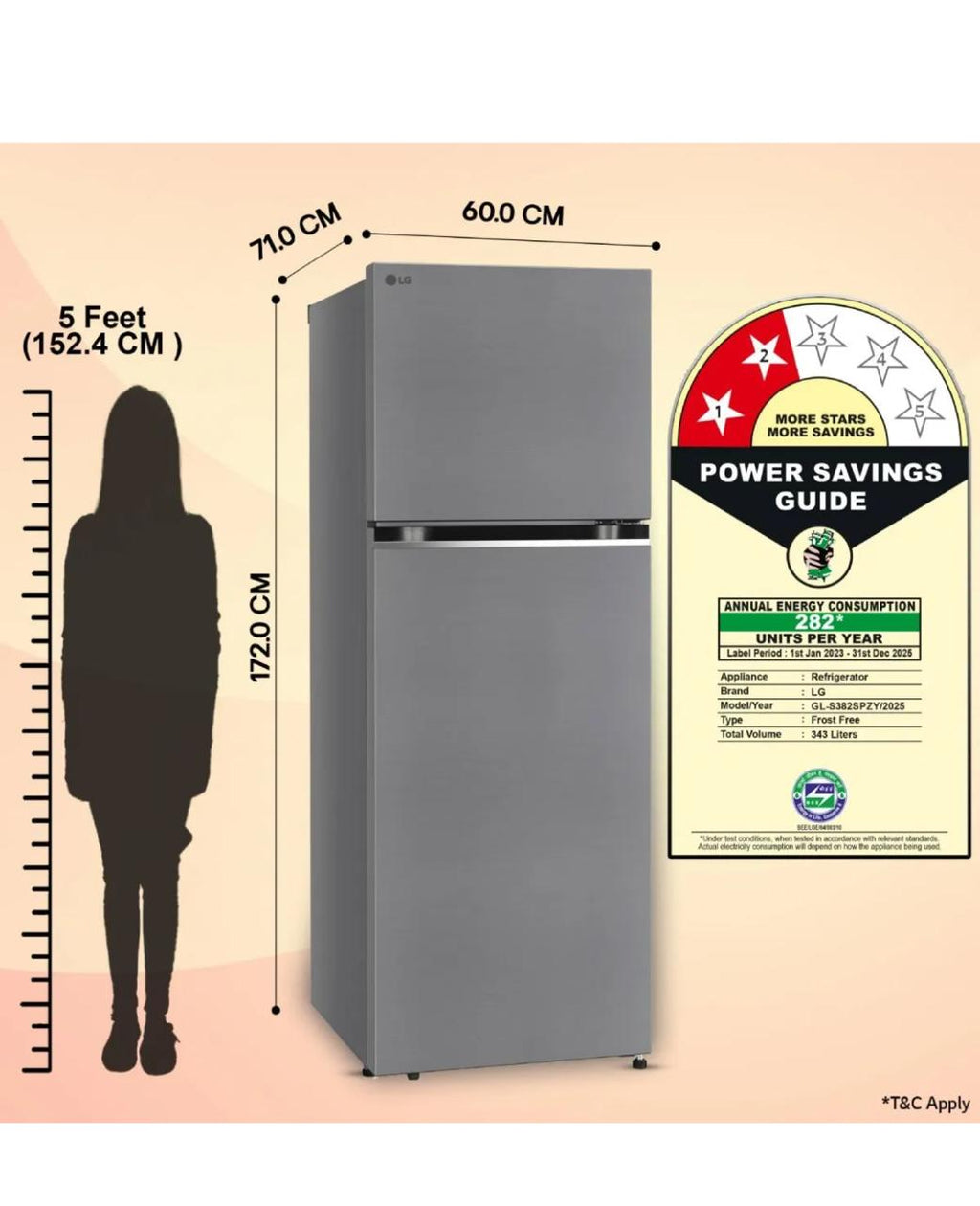 LG GL-S382SPZY – 343 L Frost-Free Smart Inverter Convertible Refrigerator