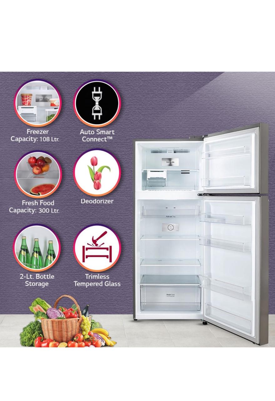 LG 380 L 2 Star Frost-Free Smart Inverter Double Door Refrigerator (GL-S412SPZY)